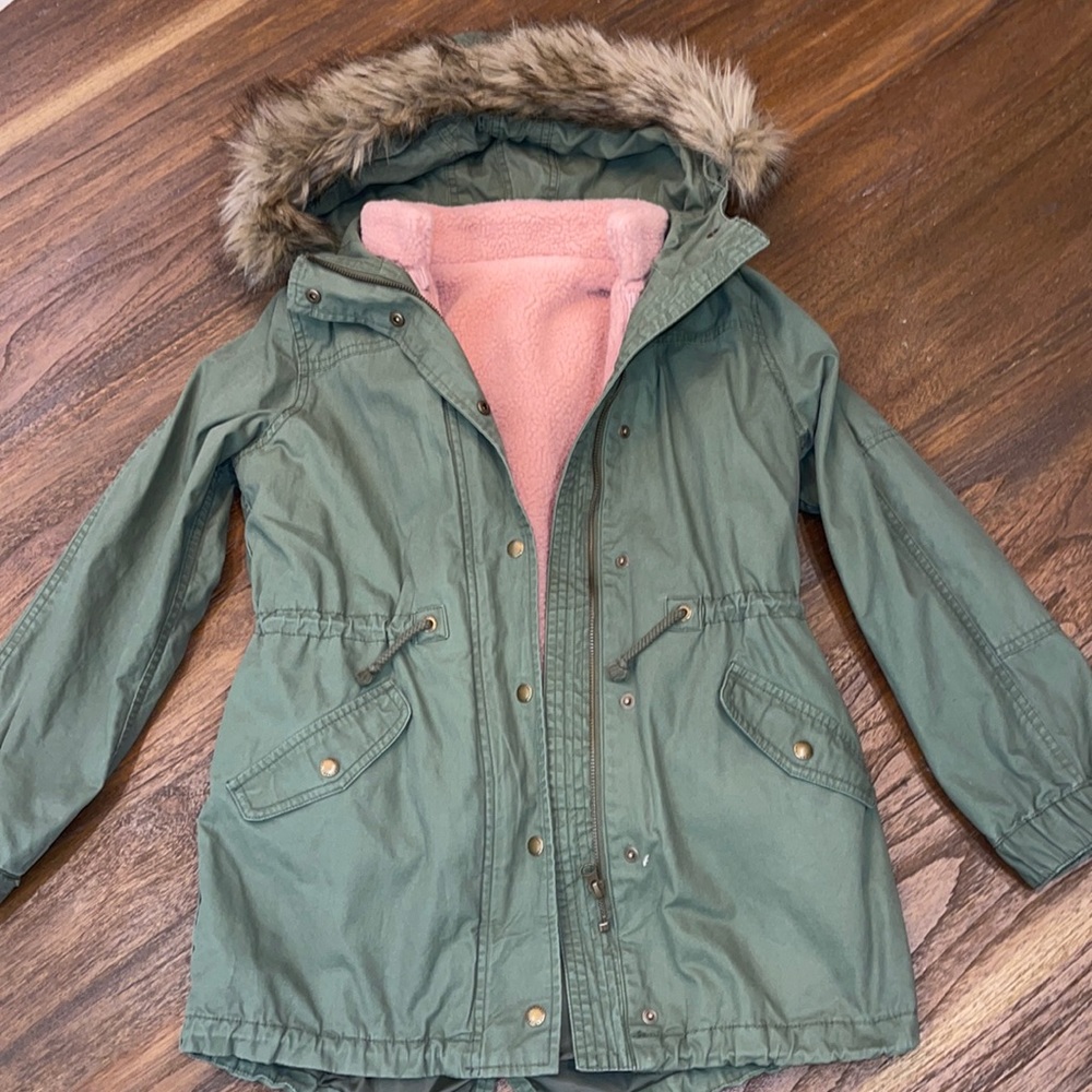 Gap Kids 3-in-1 Parka Green Light Weight Jacket And Vest Size XL Girls: Like New